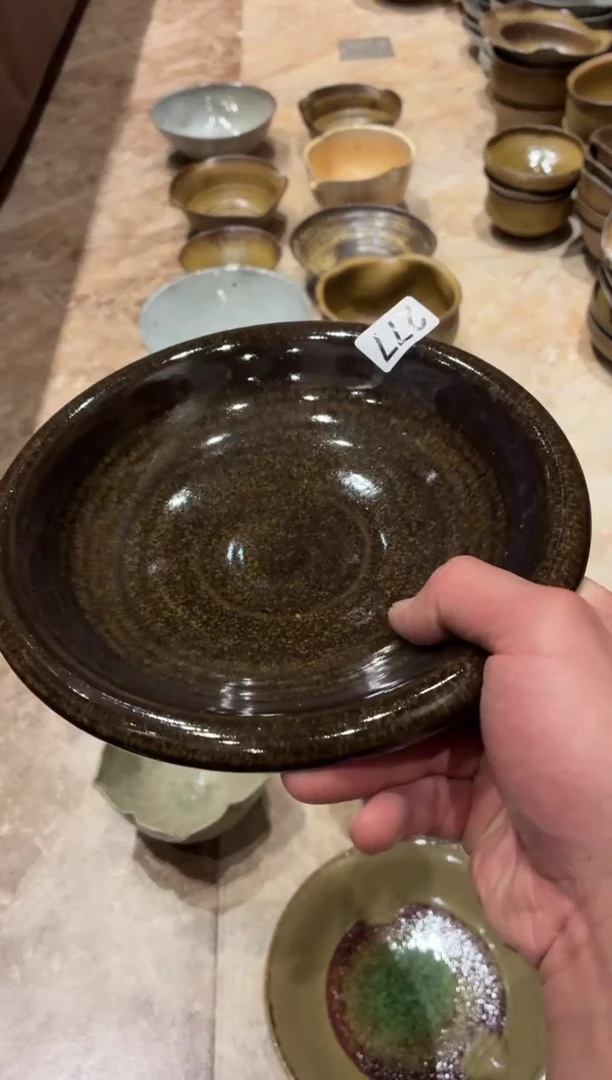 瓷片千*277墨绿卷边盘1个