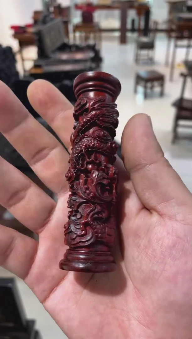 木紫檀盘龙柱把件啊啊