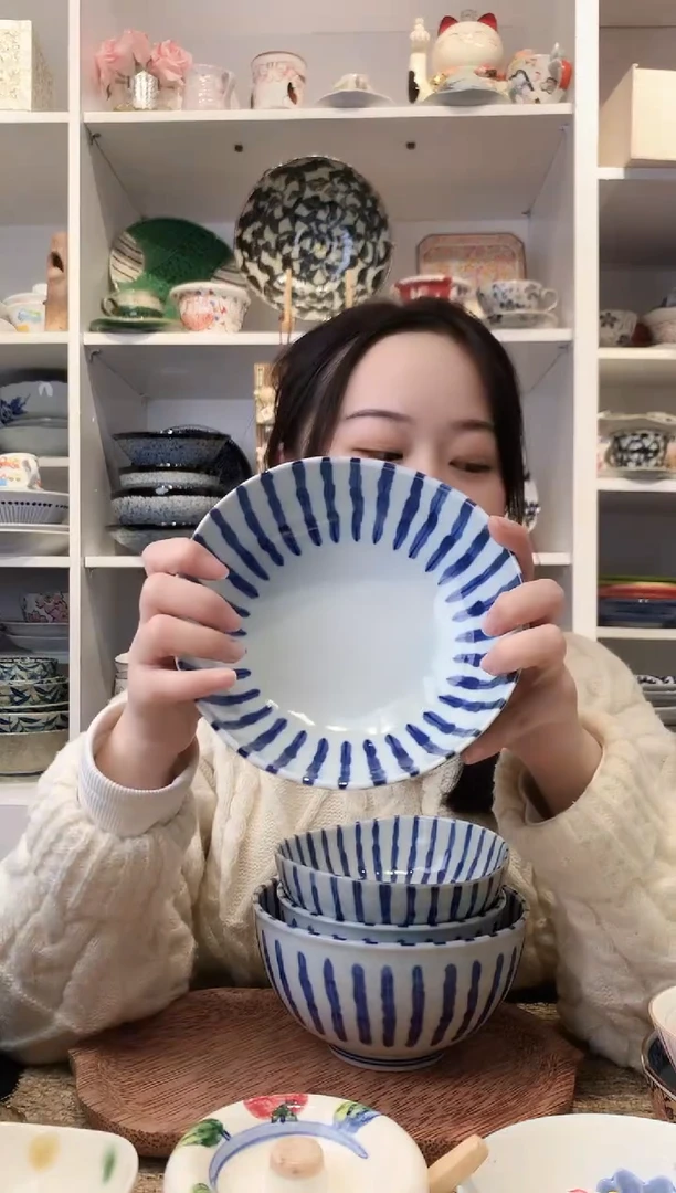 陶瓷浓十草55大钵17cm