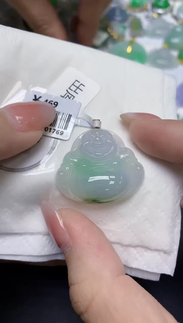 颈饰18K金镶嵌翡翠天然缅甸翡翠A货百元以上9元证书费自理