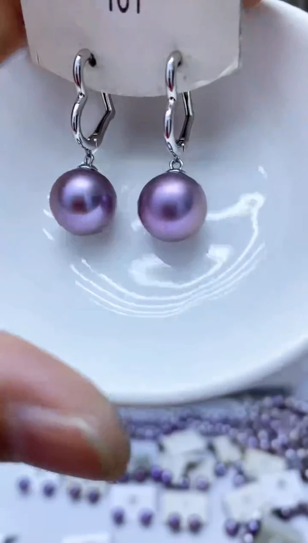 银S925镶嵌淡水珍珠耳饰161