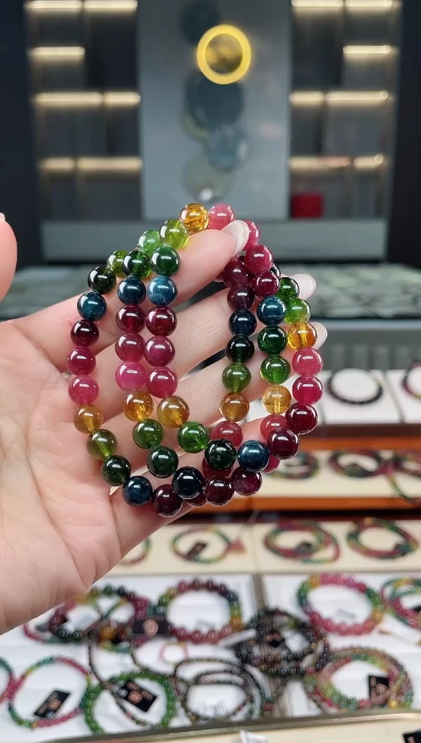 未镶嵌老矿碧玺三圈手串8mm+碧玺多样性发一条T