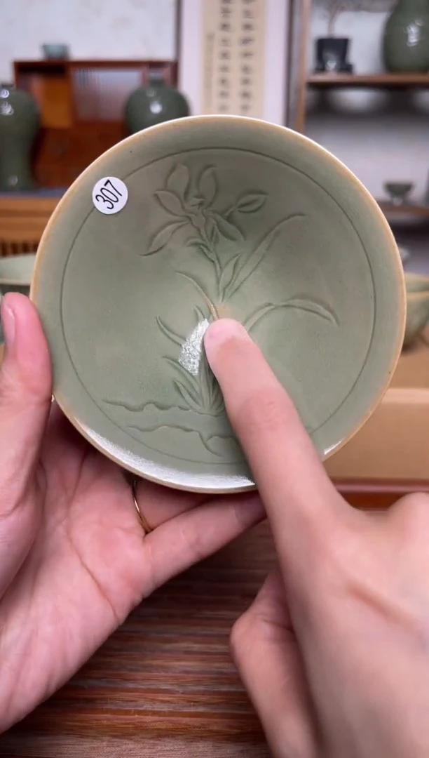 瓷器307耀州窑纯手工斗笠盏  微瑕