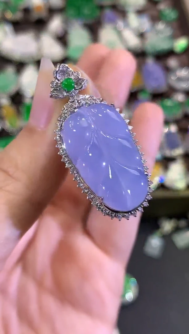 吊坠(不含链)18K金镶嵌翡翠C113 紫货有色差