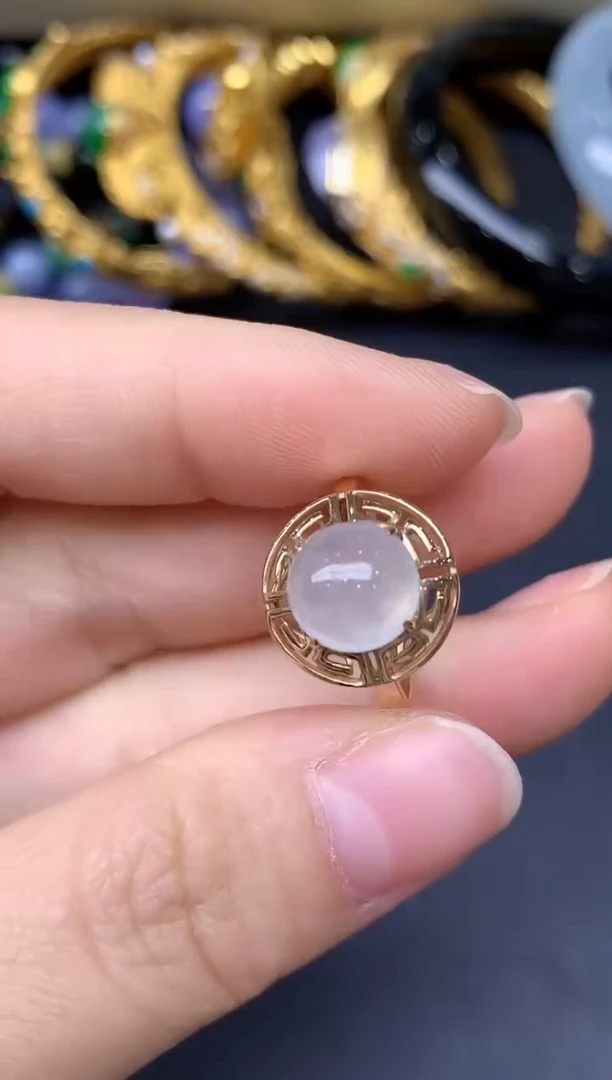 18K金镶嵌戒指翡翠187-雪姐翡翠天天见