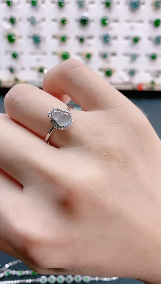 【闪购商品】翡翠戒指银S925镶嵌天然翡翠