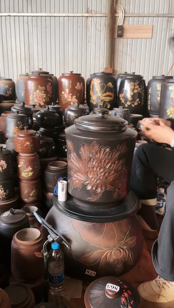 【闪购商品】壶瑕疵茶缸 牡丹花 高42cm 162