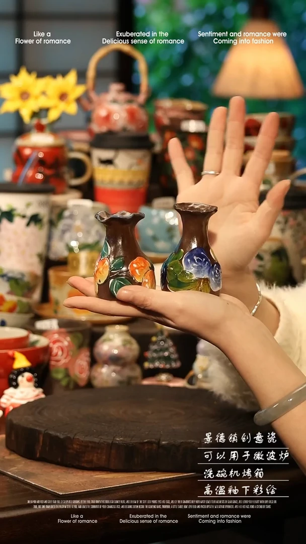 陶瓷随机一个景德镇高温釉下彩手工手绘款式