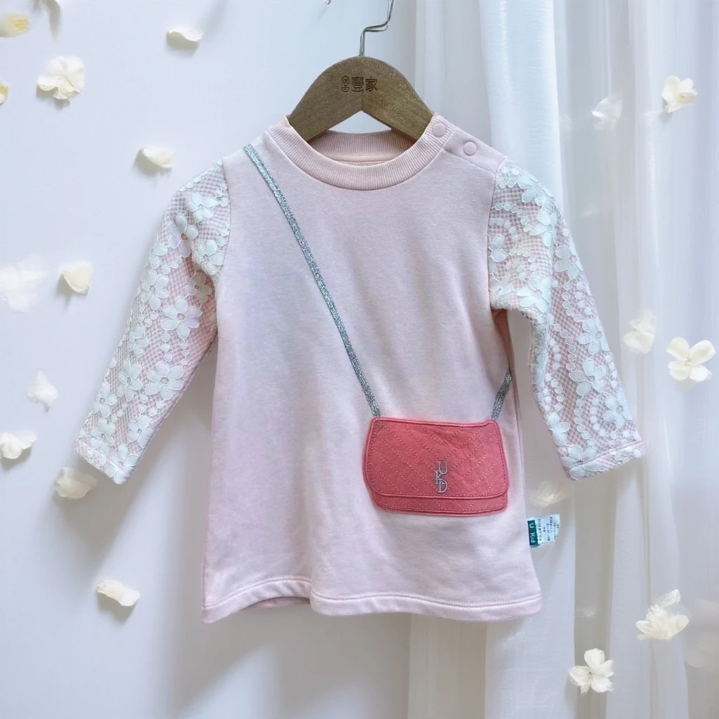 优儿宝贝1012006女童针织蕾丝公主连衣裙儿童仙女服可爱超萌衣服