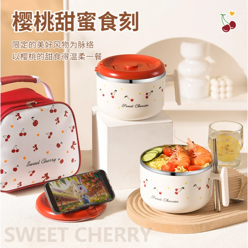 泡面碗带盖大容量食品级不锈钢饭面碗