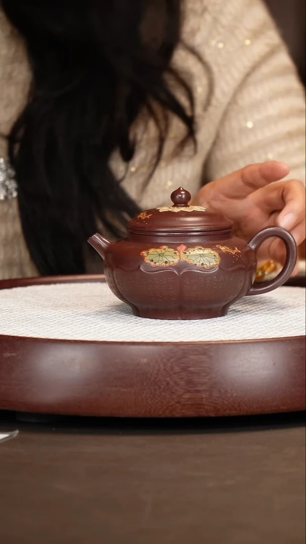 茶壶紫砂葛岳纯/紫泥/禅莲/260c