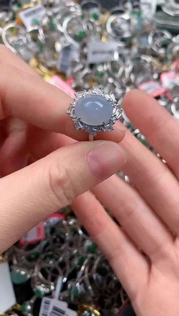 银S925镶嵌戒指翡翠444              2