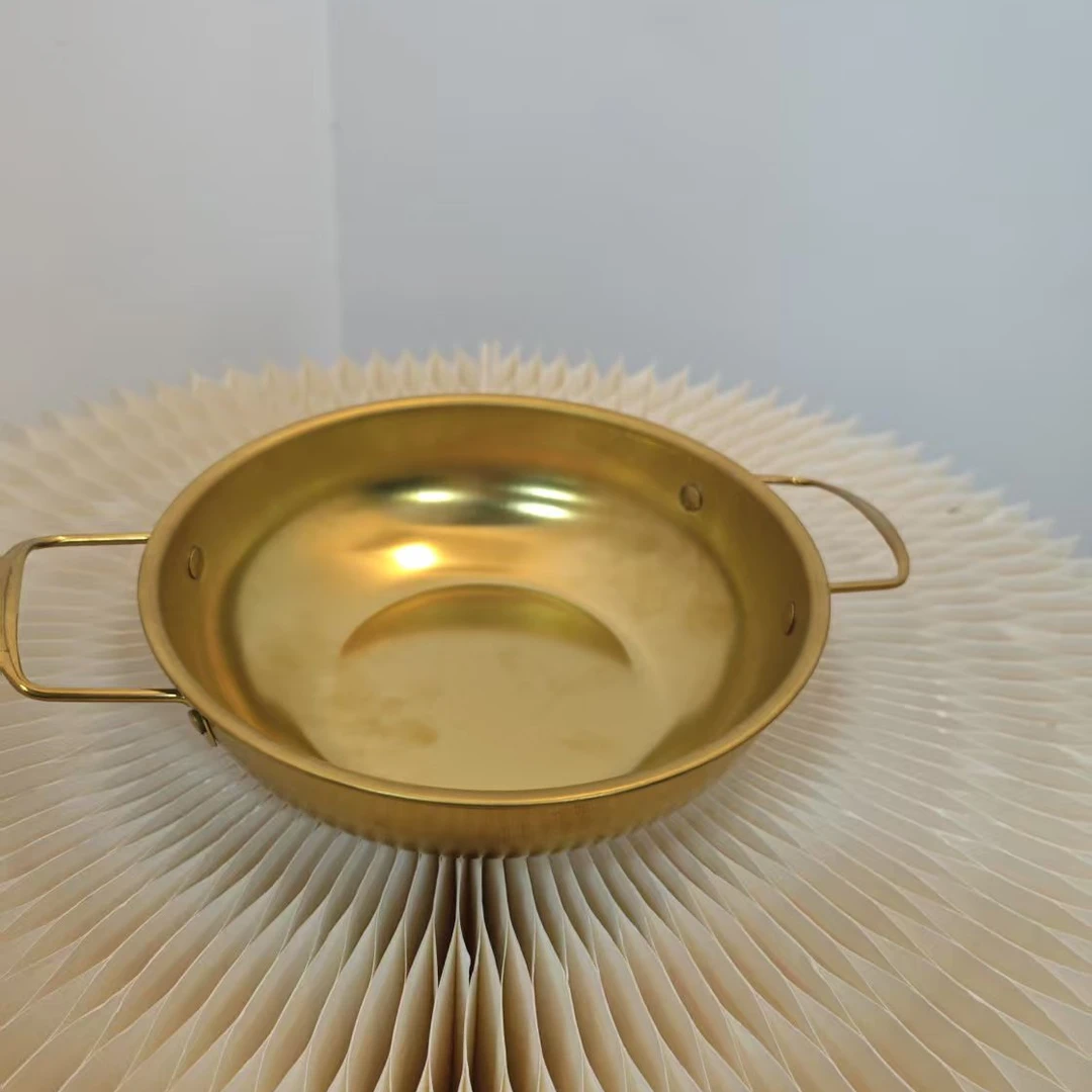 金色火锅盆 双耳创意