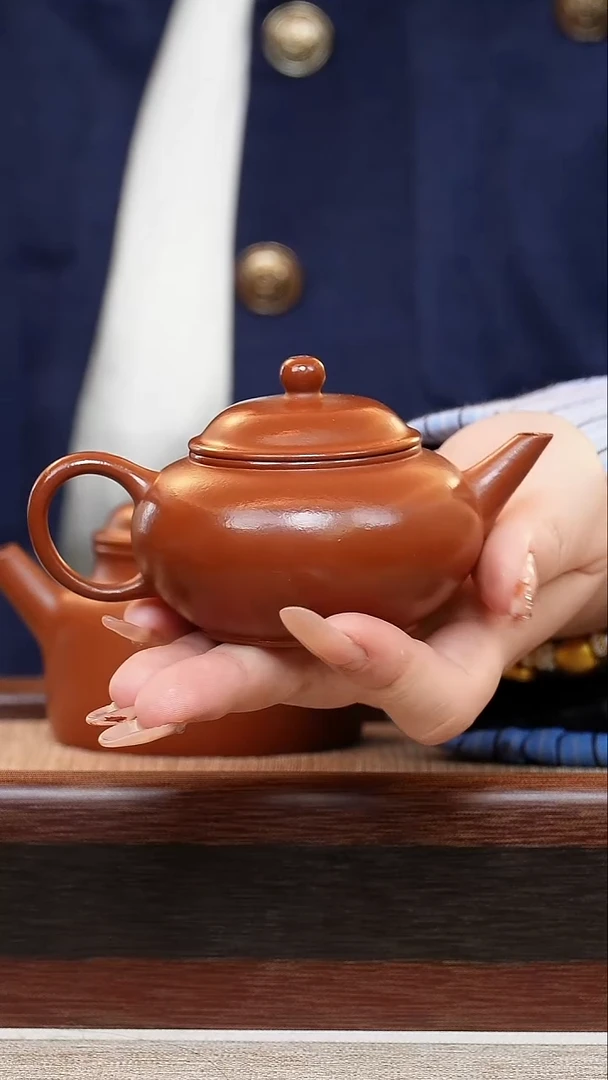 朱泥小水平100cc宜兴手工紫砂壶
