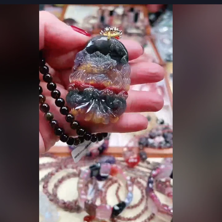 【百晶灵儿】天然水晶极光23狐狐吊坠定制款
