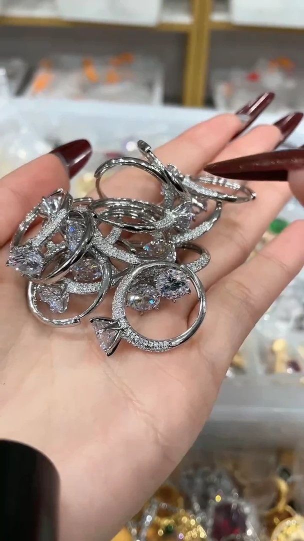 【闪购商品】合成钻石合金q607白色戒指