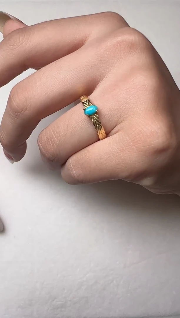 银S925镶嵌绿松石戒指1【】