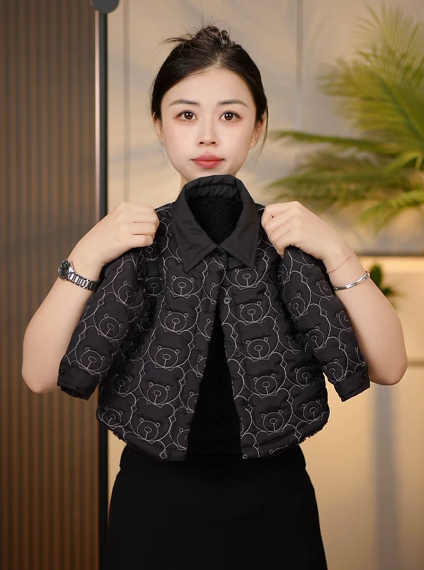 2025年秋冬季儿童新款男女宝韩版时尚潮流可爱小熊加厚加绒外套
