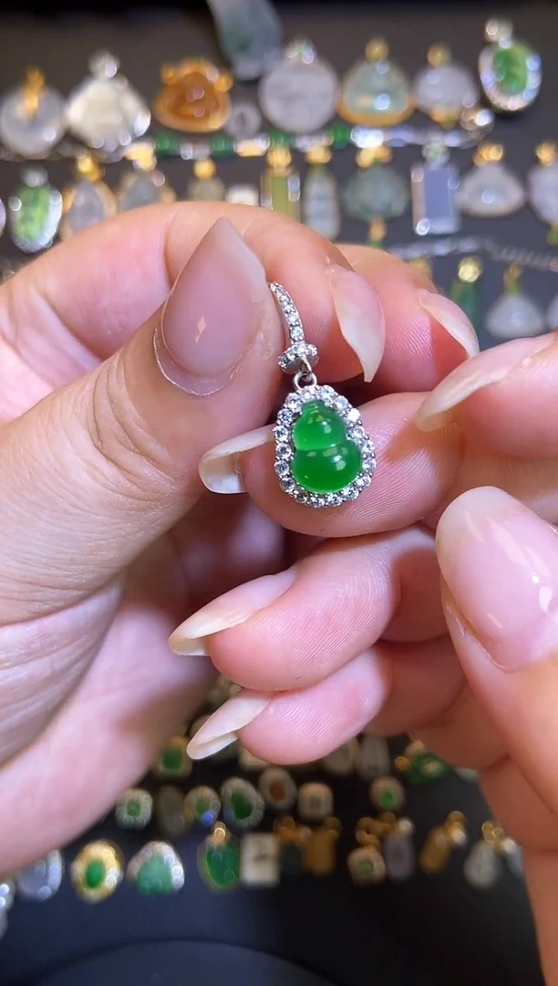 翡翠银S925镶嵌吊坠(不含链)1