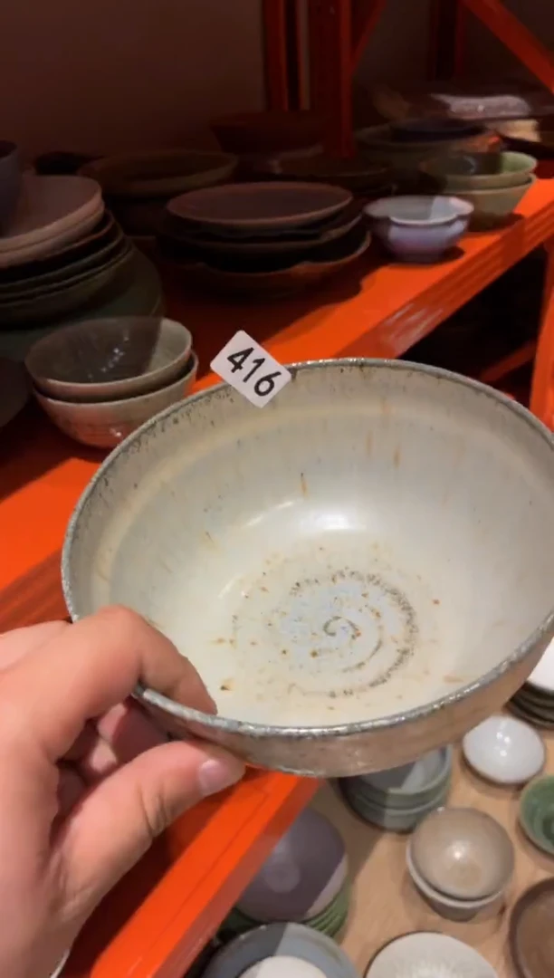 瓷片º**?416手工粗陶面碗1个