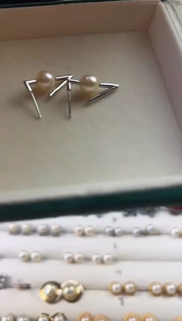 银S925镶嵌耳饰海水珍珠珍珠