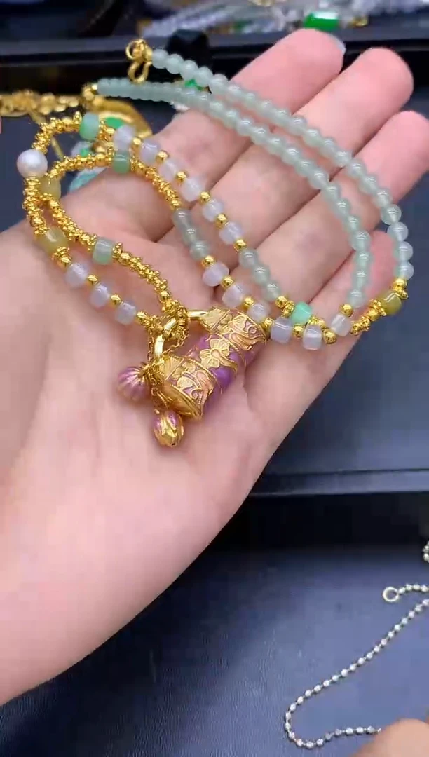 颈饰足金镶嵌翡翠623-中国好珍宝