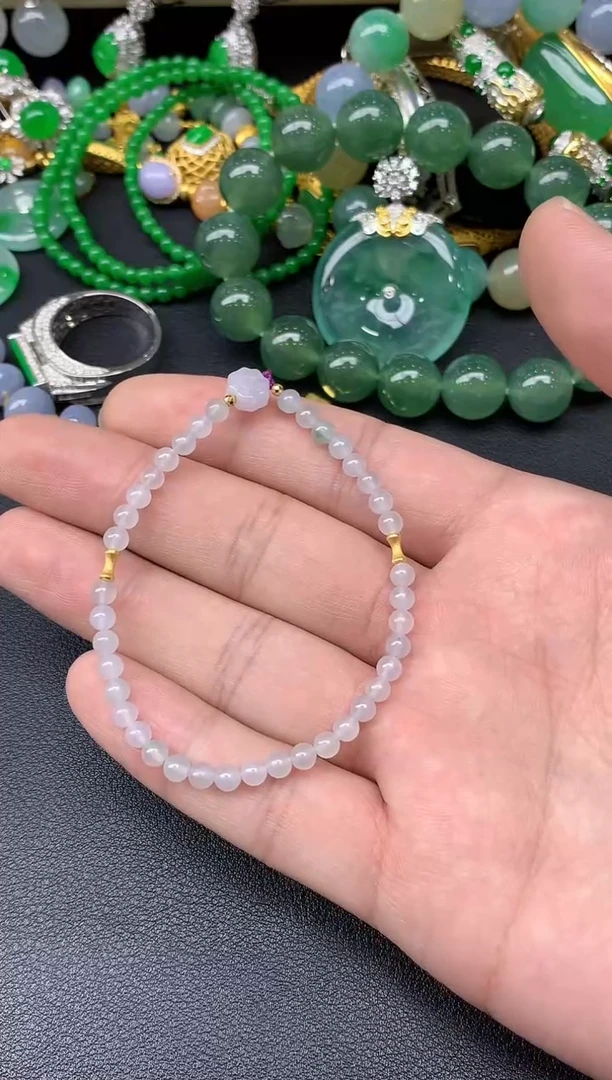 18K金镶嵌手串翡翠36-雪姐翡翠天天见