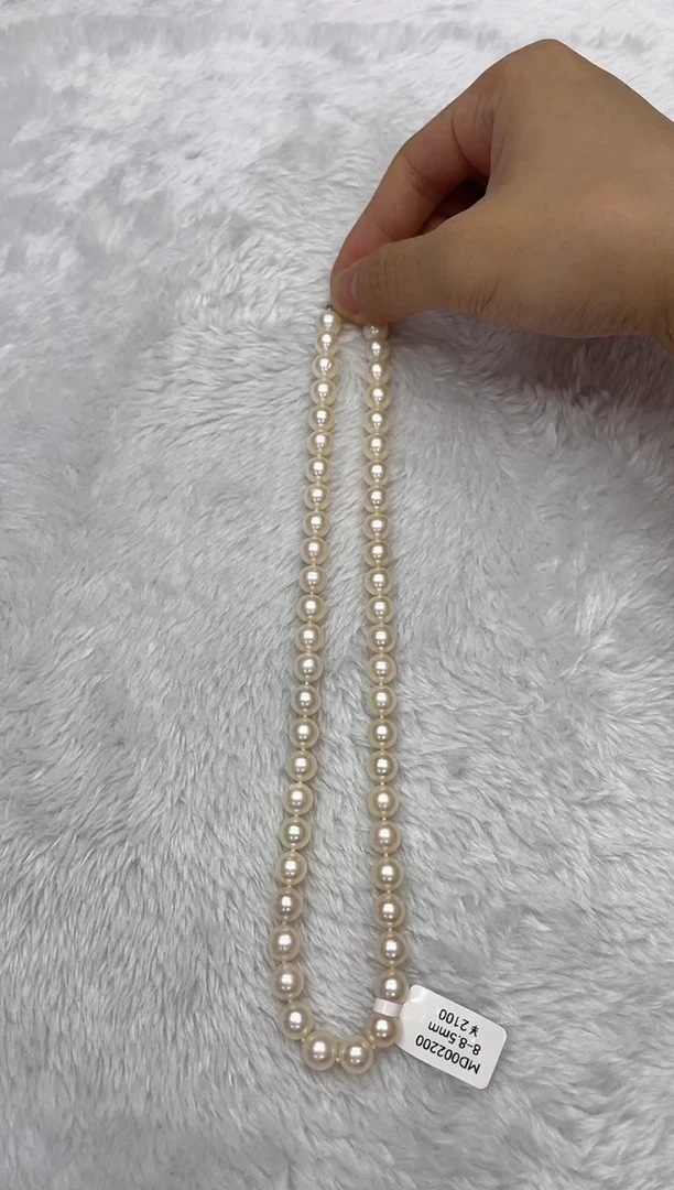 海水珍珠银S925镶嵌项链AK羽皇金8-8.5mm（多样性发一）