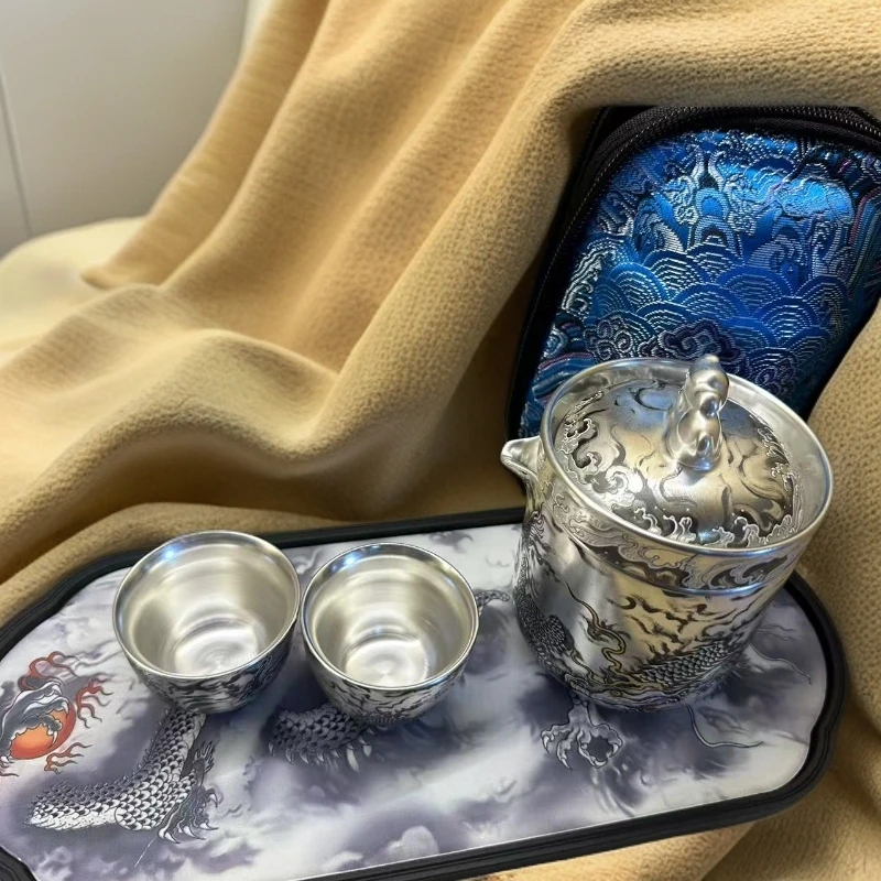 周鸿杰墨龙旅行装2491手工家用茶杯便携式银杯茶具