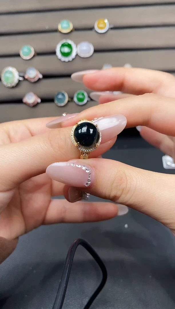 银S925镶嵌戒指翡翠111