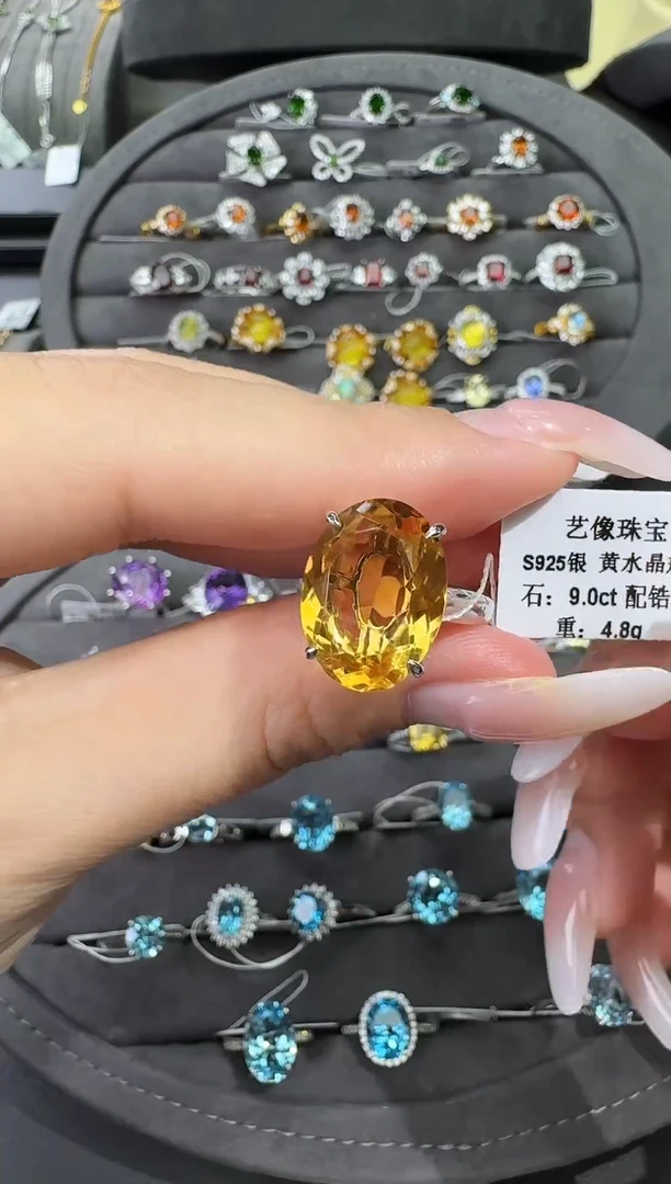 银S925镶嵌戒指水晶9.0ct.【七天鉴赏期】