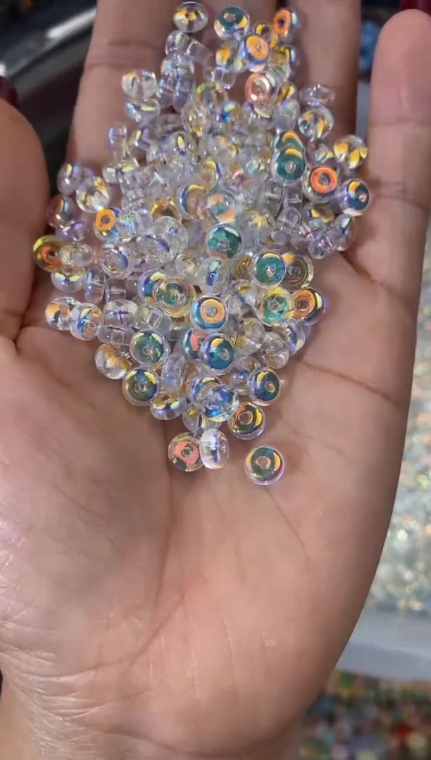 玻璃1423卡6算盘珠150颗华子红顶色