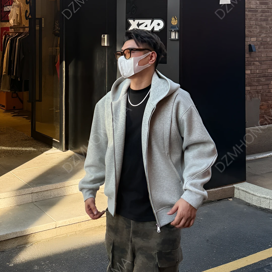 【大重码】 440G拉链重工艺春秋纯色加厚运动秋季显瘦卫衣外套男