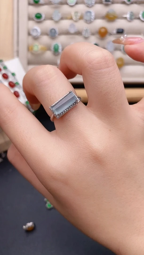 银S925镶嵌戒指翡翠0