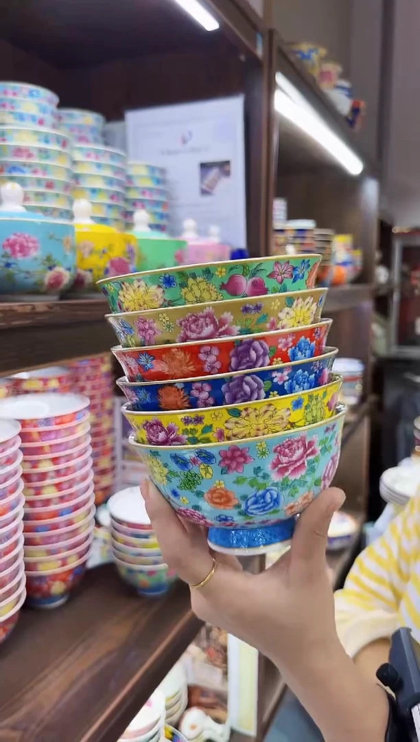 珐琅5英寸饭碗6个景德镇餐具