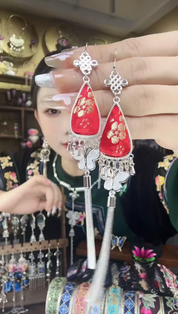 刺绣非遗刺绣民族风耳环
