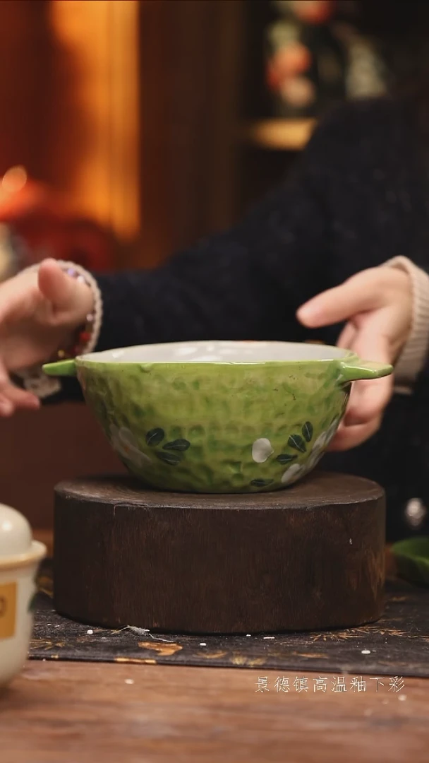 陶瓷景德镇高温釉下手绘陶瓷@L300@