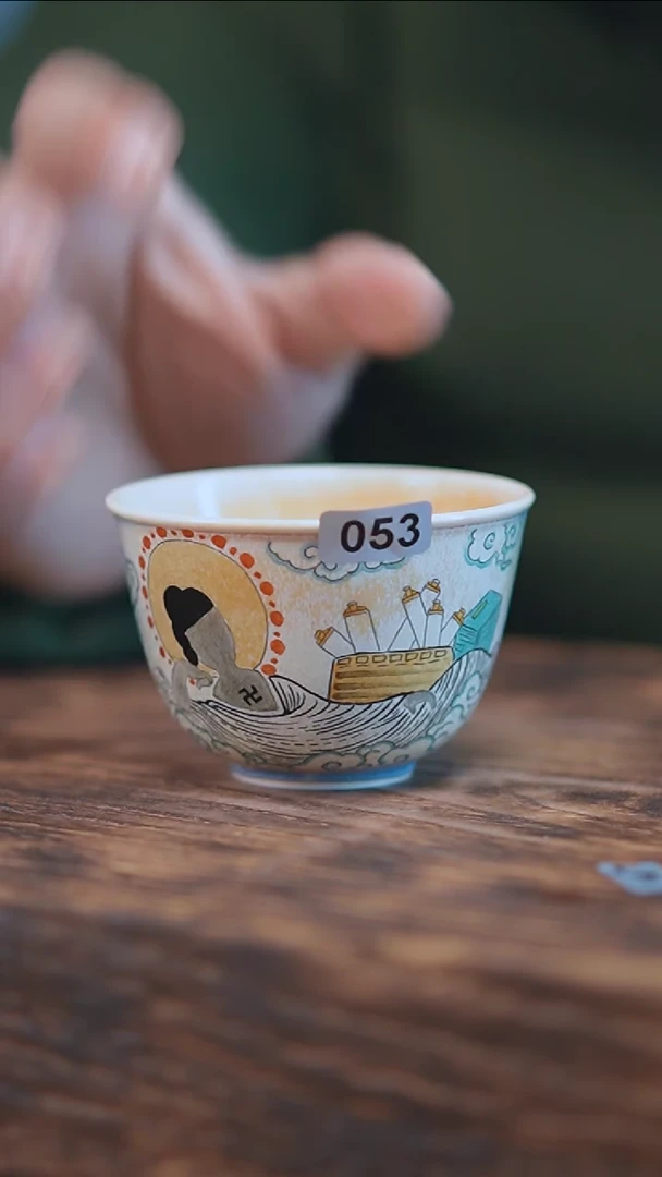 【闪购商品】053景德镇手绘无相睡佛杯