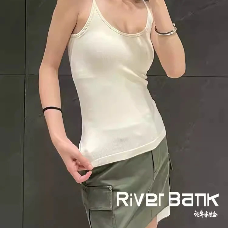 河岸家买手店设计师MONOHA百搭坑条吊带背心24春夏新款
