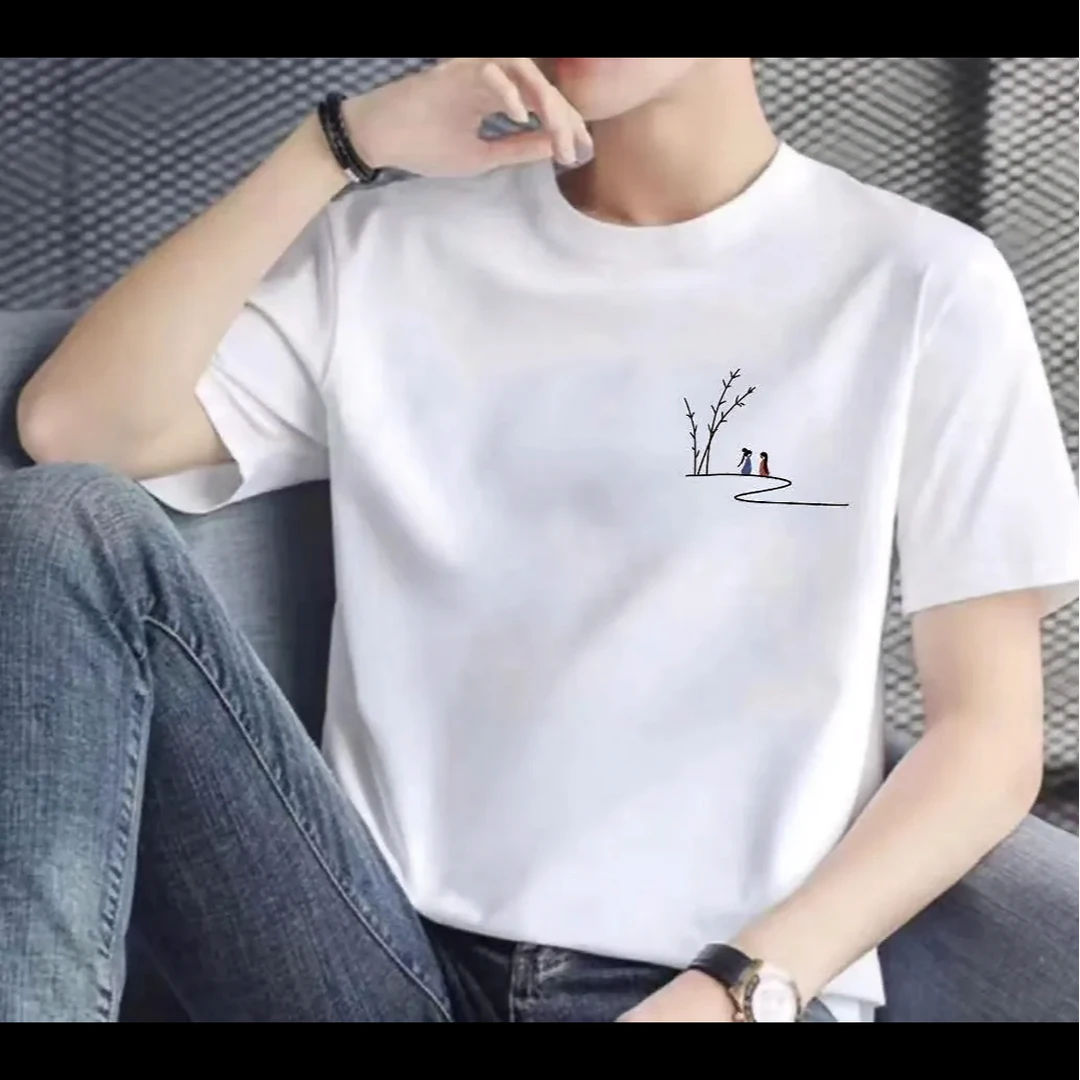 【印花款】重磅纯棉休闲百搭圆领半袖T恤夏季宽松时尚印花短袖16