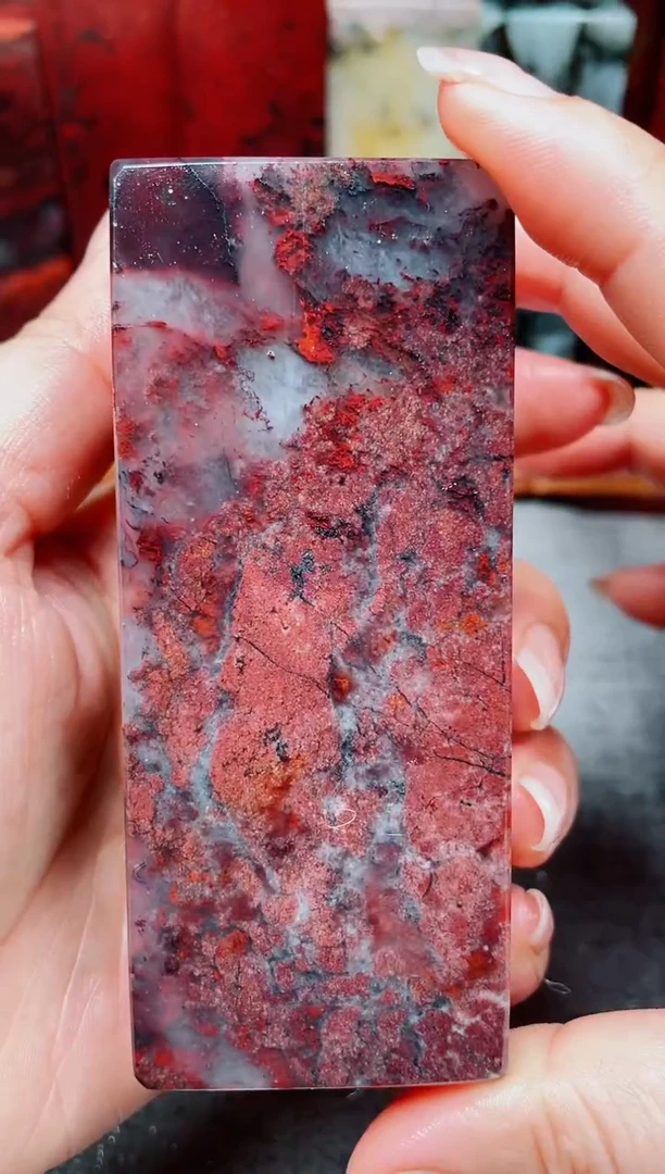 玉桂林鸡血玉素章19 3.8*4.2