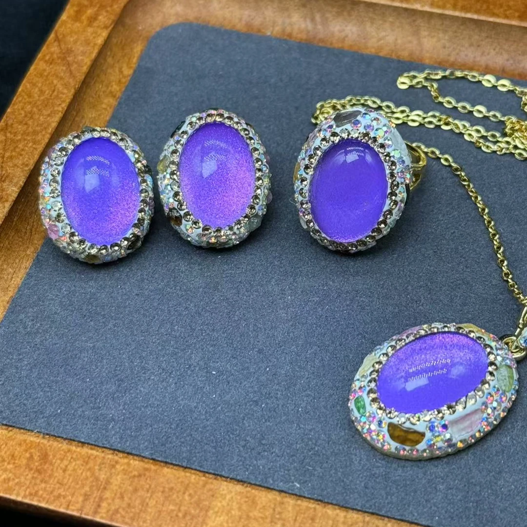 铜合金合成锆石项链 时尚轻奢百搭手工镶嵌炫彩晶晶气质锁骨链