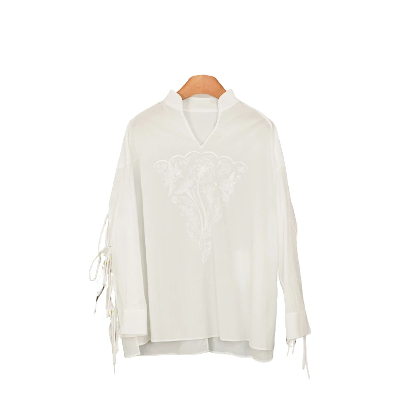 【盈兰】新中式入门百搭纯色刺绣衬衫KES1275