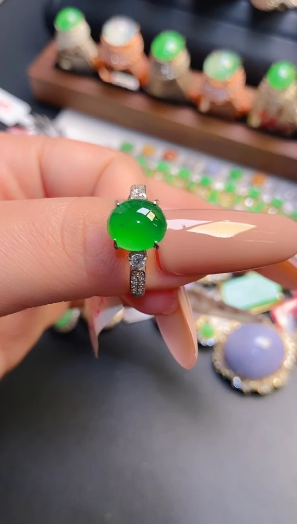 银S925镶嵌戒指翡翠天然