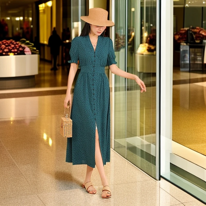 GIRDEAR/哥弟春夏新款简约轻奢法式时尚气质优雅连衣裙150026