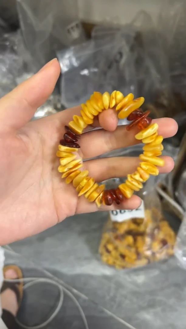 未镶嵌蜜蜡手链满蜜蜜蜡随行切片珠手链[0692]