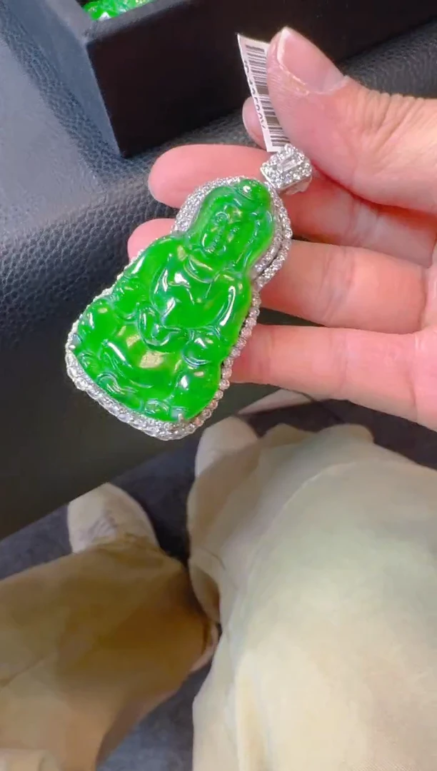 翡翠银S925镶嵌吊坠(赠链)天然A货翡翠