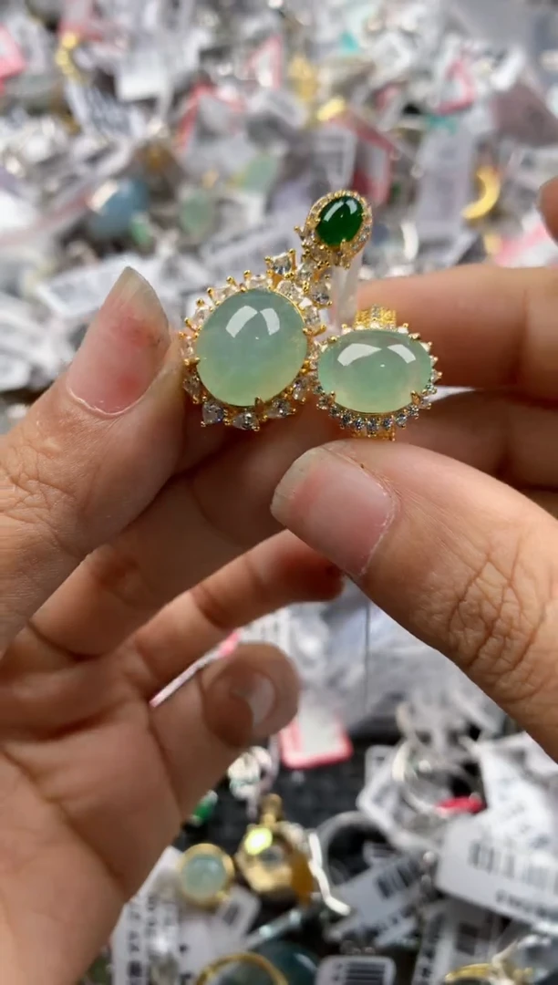 银S925镶嵌戒指翡翠999----8