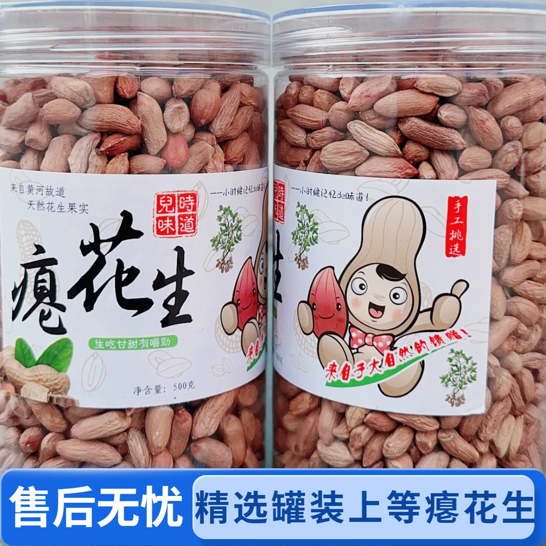 新货当季瘪花生米甘甜低油养胃营养小代餐罐装上等生花生手工挑选