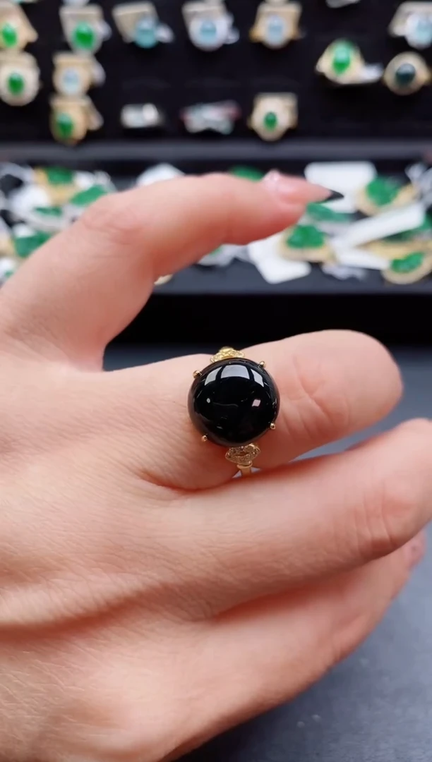 银S925镶嵌戒指翡翠1